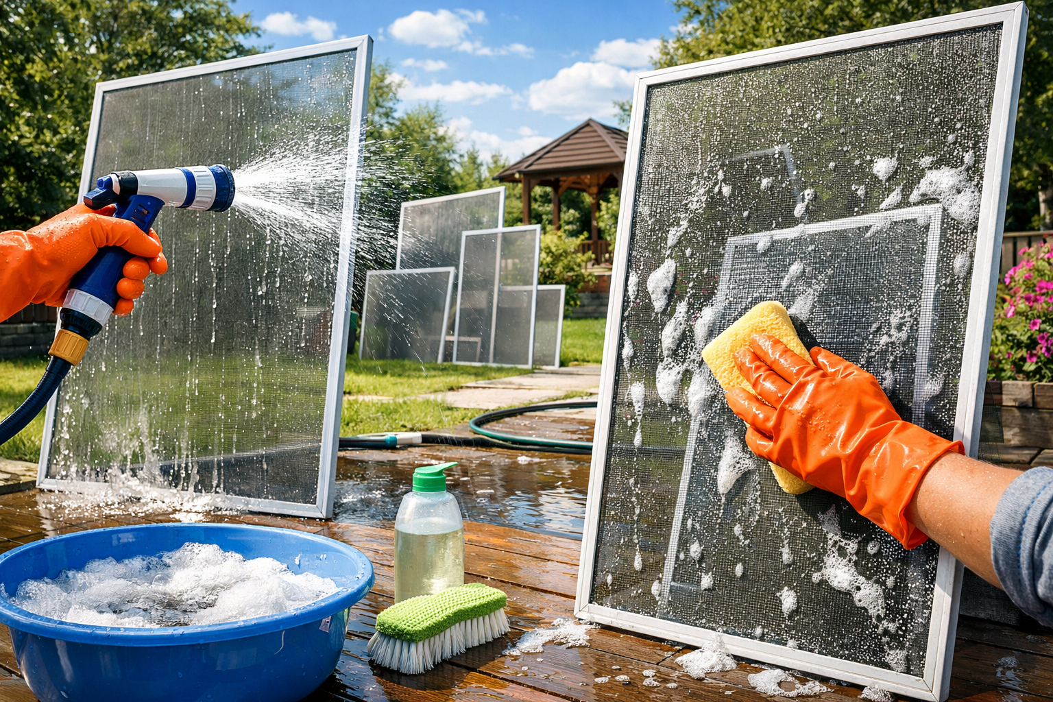 Мойка москитной сетки